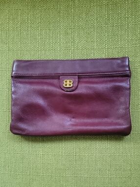 Vintage By BOSCA Leather Clutch with Gold Accent